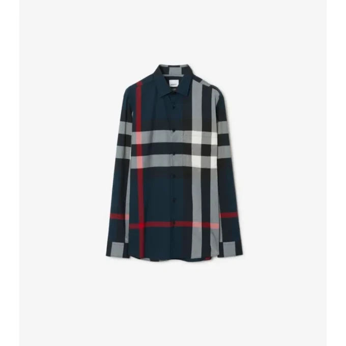 Camisas de algodón a cuadros de corte ajustado