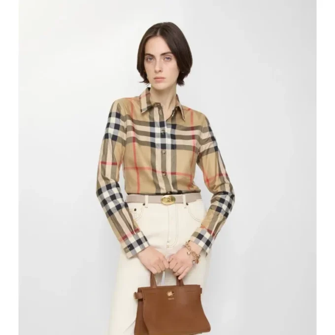Camisas de algodón a cuadros de corte ajustado