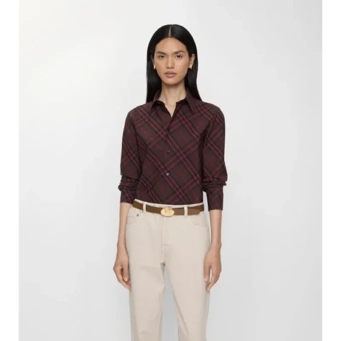 Camisas de algodón a cuadros de corte ajustado