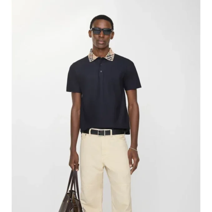 Camisas de algodón con cuello a cuadros Camisas de algodón con cuello a cuadros