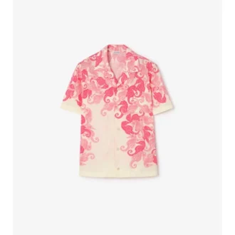 Camisas de algodón de corte holgado con estampado de caballitos de mar Camisas de algodón de corte holgado con estampado de caballitos de mar