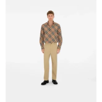 Camisa de algodón a cuadros de corte regular