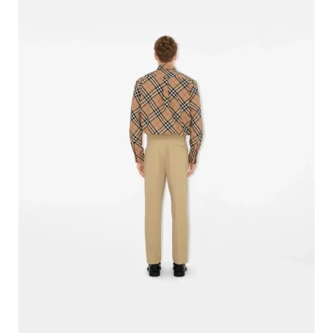 Camisa de algodón a cuadros de corte regular Camisa de algodón a cuadros de corte regular