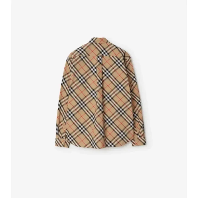 Camisa de algodón a cuadros de corte regular Camisa de algodón a cuadros de corte regular