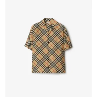 Camisas de seda con estampado de cuadros oversize