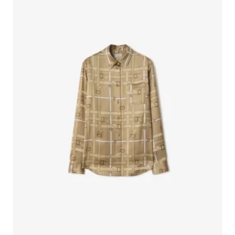 Camisas de viscosa con estampado de cuadros y cinturón, corte regular Camisas de viscosa con estampado de cuadros y cinturón, corte regular