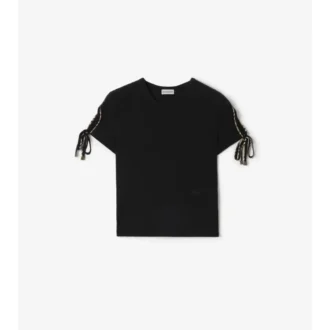 Camiseta corta de algodón con mangas atadas