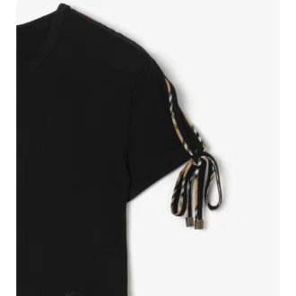 Camiseta corta de algodón con mangas atadas