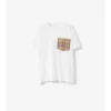 Camiseta de algodón con bolsillo a cuadros Camiseta de algodón con bolsillo a cuadros