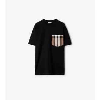 Camiseta de algodón con bolsillo a cuadros