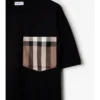 Camiseta de algodón con bolsillo a cuadros Camiseta de algodón con bolsillo a cuadros