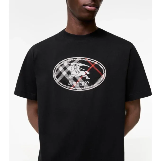 Camiseta de algodón con estampado de caballero a cuadros