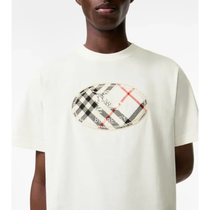 Camiseta de algodón con estampado de caballero a cuadros Camiseta de algodón con estampado de caballero a cuadros