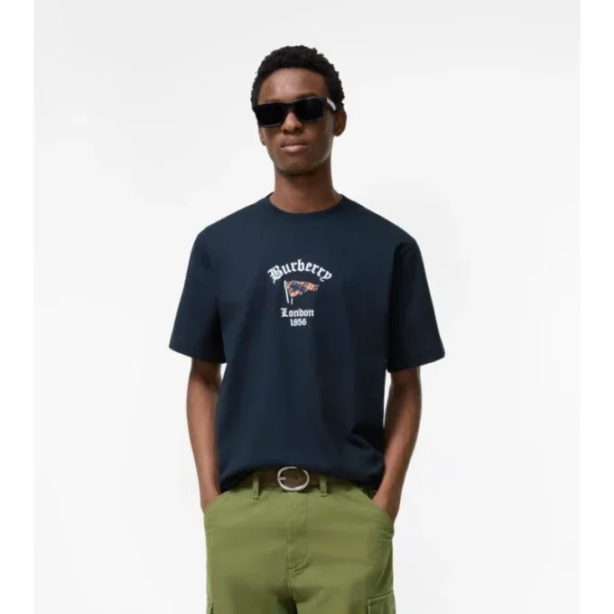 Camiseta de algodón con estampado de cuadros Camiseta de algodón con estampado de cuadros
