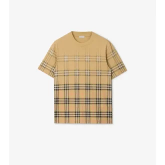 Camiseta de algodón con estampado de cuadros degradado