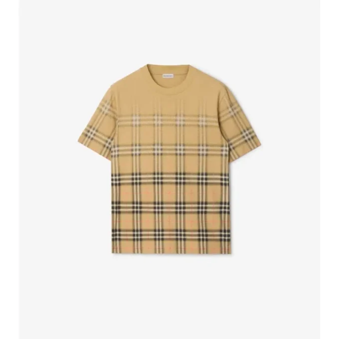 Camiseta de algodón con estampado de cuadros degradado Camiseta de algodón con estampado de cuadros degradado