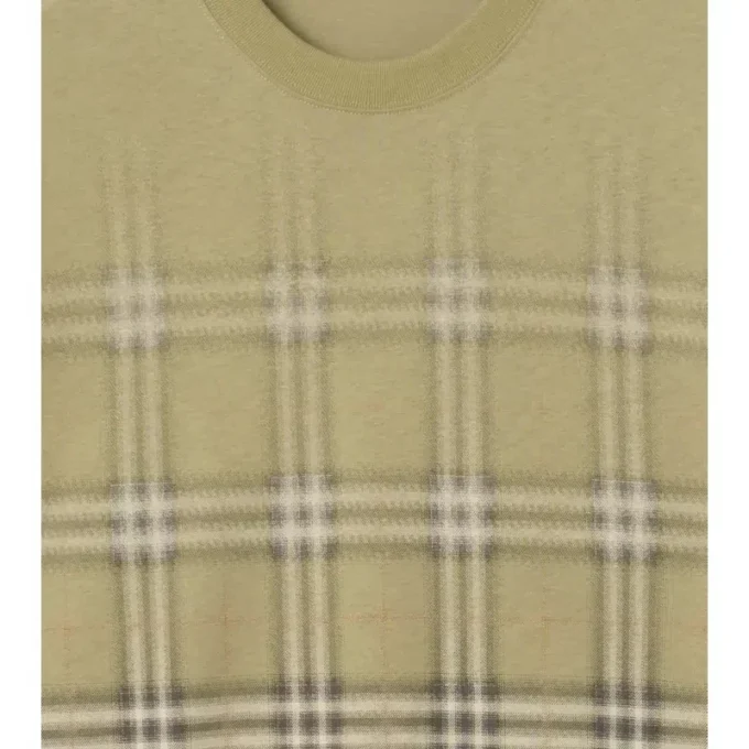 Camiseta de algodón con estampado de cuadros degradado Camiseta de algodón con estampado de cuadros degradado