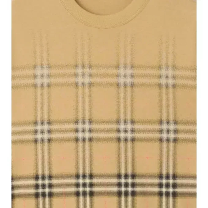 Camiseta de algodón con estampado de cuadros degradado Camiseta de algodón con estampado de cuadros degradado