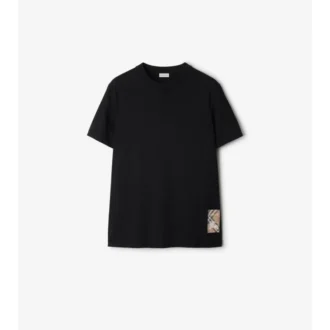 Camiseta de algodón con etiqueta de cuadros