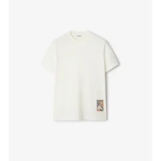 Camiseta de algodón con etiqueta de cuadros