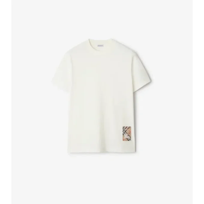 Camiseta de algodón con etiqueta de cuadros