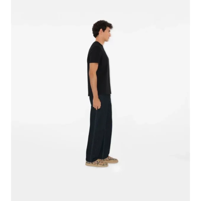 Camiseta de algodón con etiqueta de cuadros Camiseta de algodón con etiqueta de cuadros