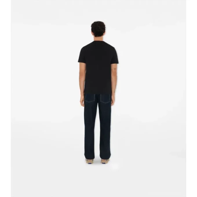 Camiseta de algodón con etiqueta de cuadros Camiseta de algodón con etiqueta de cuadros