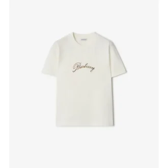 Camiseta de algodón con logotipo cursivo a cuadros