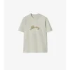 Camiseta de algodón con logotipo cursivo a cuadros