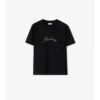 Camiseta de algodón con logotipo cursivo a cuadros