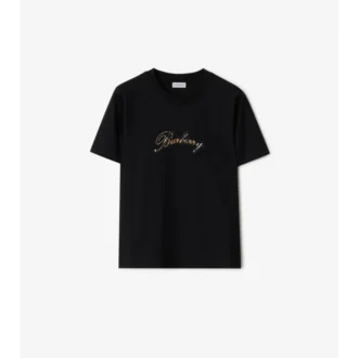 Camiseta de algodón con logotipo cursivo a cuadros