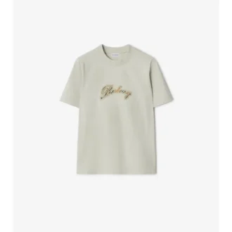 Camiseta de algodón con logotipo cursivo a cuadros