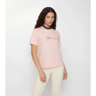 Camiseta de algodón con logotipo cursivo a cuadros