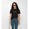 Camiseta de algodón con logotipo cursivo a cuadros