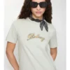 Camiseta de algodón con logotipo cursivo a cuadros