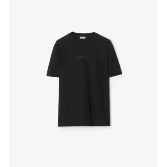 Camiseta de algodón con logotipo cursivo y estampado de cuadros