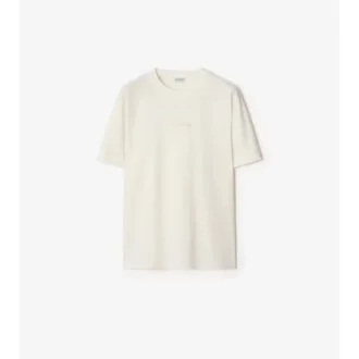 Camiseta de algodón con logotipo cursivo y estampado de cuadros