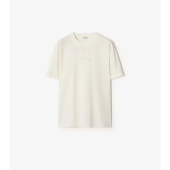 Camiseta de algodón con logotipo cursivo y estampado de cuadros