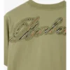 Camiseta de algodón con logotipo cursivo y estampado de cuadros Camiseta de algodón con logotipo cursivo y estampado de cuadros
