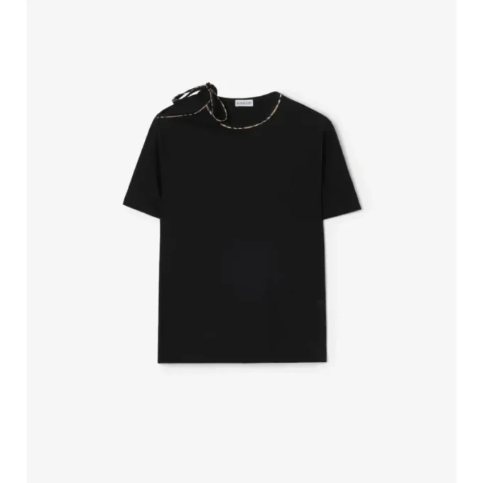 Camiseta de algodón con mangas atadas Camiseta de algodón con mangas atadas