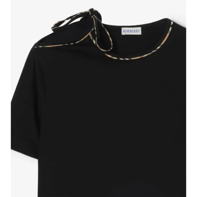 Camiseta de algodón con mangas atadas Camiseta de algodón con mangas atadas