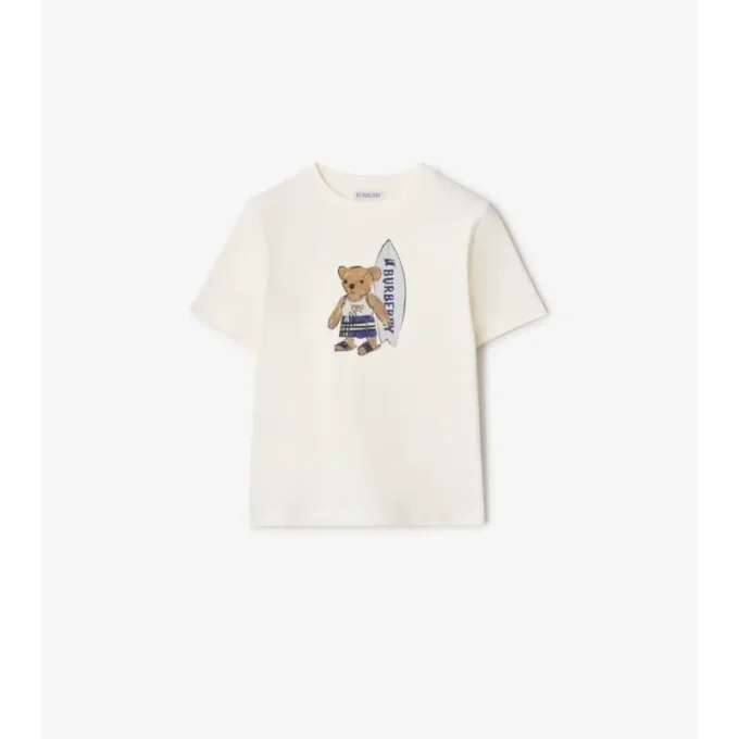 Camiseta de algodón con oso surfista