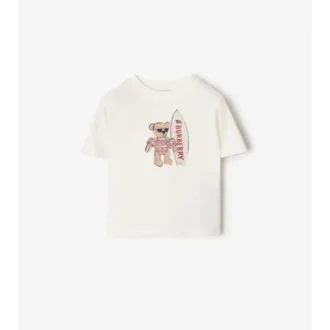 Camiseta de algodón con oso surfista