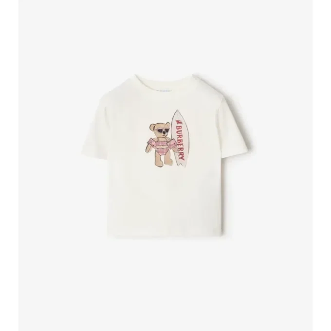 Camiseta de algodón con oso surfista Camiseta de algodón con oso surfista