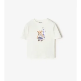Camiseta de algodón con oso surfista