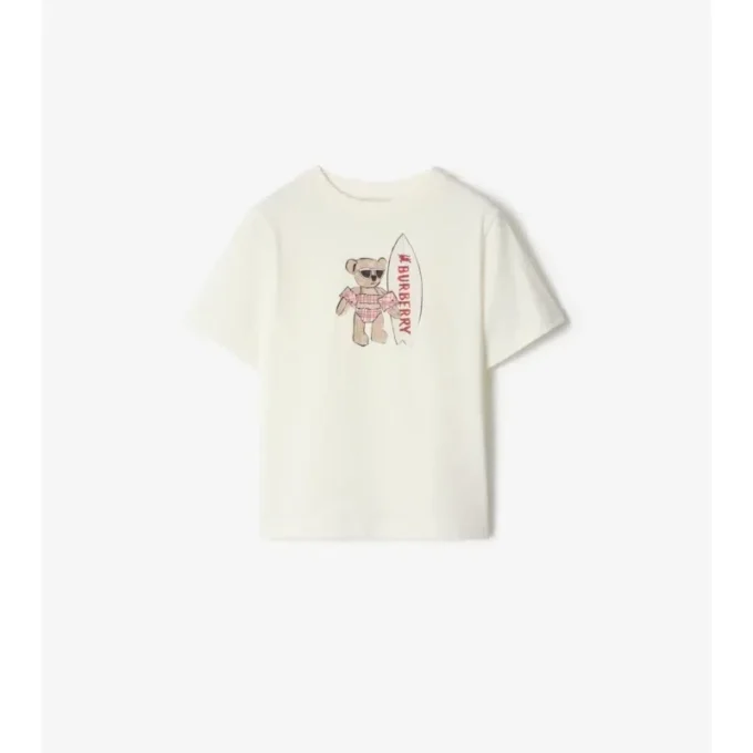 Camiseta de algodón con oso surfista Camiseta de algodón con oso surfista