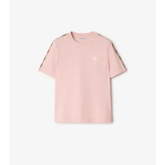 Camiseta de algodón con ribete de cuadros Camiseta de algodón con ribete de cuadros