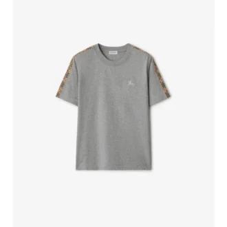Camiseta de algodón con ribete de cuadros Camiseta de algodón con ribete de cuadros
