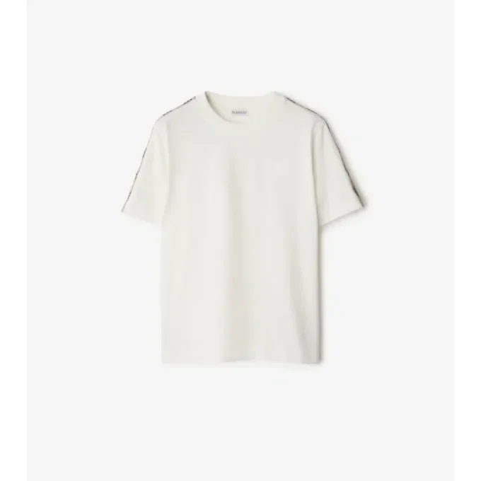 Camiseta de algodón con ribete de cuadros Camiseta de algodón con ribete de cuadros