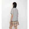 Camiseta de algodón con ribete de cuadros